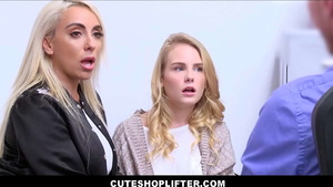 Petite Blonde Teen Step Daughter Natalie Knight & Big Tits MILF Step Mom Kylie Kingston Caught Shoplifting Sex With Officer After Deal