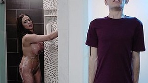 Ariella Ferrera's shower scene with a rolled buff