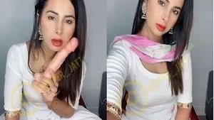 Horny Indian model enjoys dildo oral