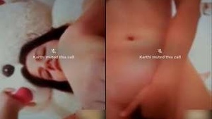 Cute girl reveals her breasts and genitals on video chat