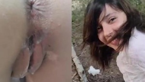 Cute girl gets doggy style in the woods with her boyfriend