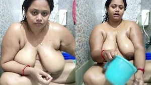 Fatty Indian wife enjoys a relaxing bath and shaves her intimate area