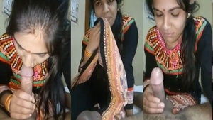 Desi wife gives blowjob to her husband on webcam