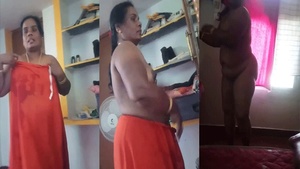 Mature aunty strips naked on camera