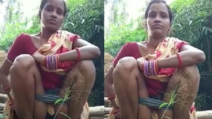 Indian village wife films herself urinating in the wild