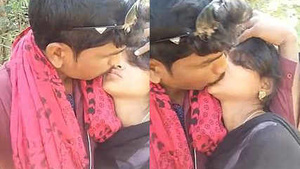 Indian couple enjoys outdoor kissing and cuddling in public