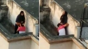 Wife gives oral on balcony while husband is away, caught on camera in desi MMS