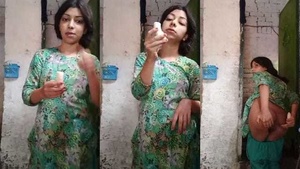 Barely legal Indian girl plays with banana for the camera