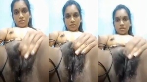 Tamil babe flaunts her unshaven vagina in a live video