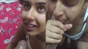 Watch a sexy desi girlfriend give a blowjob and swallow the cum