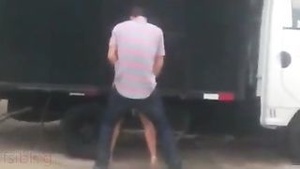 Cute Indian girl gets oral and vaginal sex behind a truck
