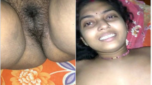Desi babe gets naked and lets her boyfriend touch her hairy vagina