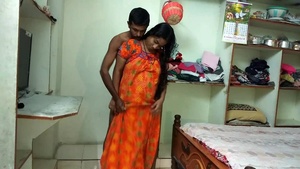 Telugu wife gives a sensual blowjob in the kitchen