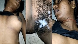 Tamil wife's hairy pussy gets filled with cum in steamy video