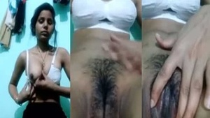 College girl Hindi MMC shows off her hairy pussy and nude selfie