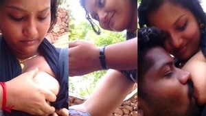 Big boobs girl gets her breasts sucked outdoors in MMS