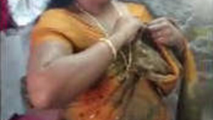 Aunty from the south undresses in a sari