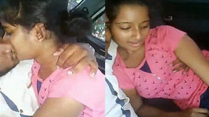 Cute Indian girl gives oral sex in a car