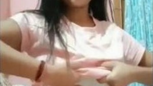 Cute desi girl teases with big boobs on webcam