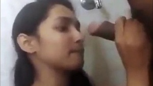 Beautiful girl gives a handjob and blowjob in a hot video